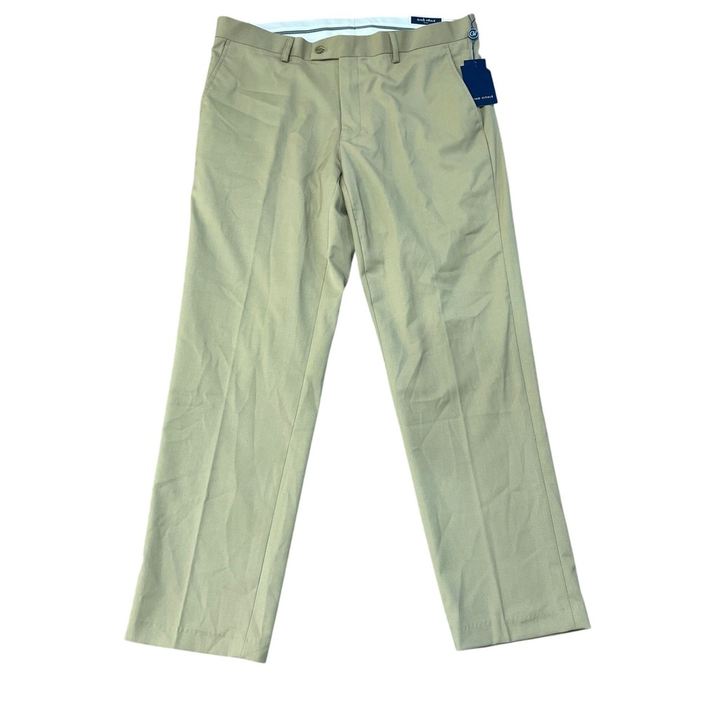 NWT Gino Vitale Men's 36x30 Tan Dress Pants Polyester Viscose Blend